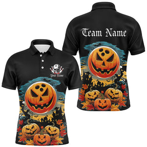 Custom Halloween Bowling Shirts For Men, Pumpkin Bowling Ball Bowling Team Halloween Outfit IPHW7597