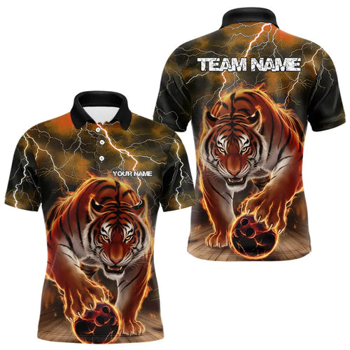 Orange Thunder Lightning Custom Flame Tiger Bowling Polo Team Shirts For Men Bowlers Outfit IPHW8265