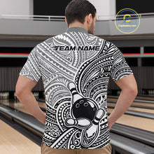 Load image into Gallery viewer, Custom Black And White Traditional Samoan Tribal Polynesian Pattern Bowling Men Shirt IPHW10323