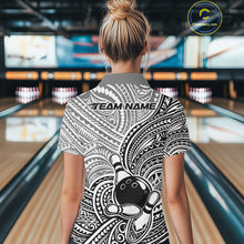 Load image into Gallery viewer, Custom Black And White Traditional Samoan Tribal Polynesian Pattern Bowling Women Shirt IPHW10323