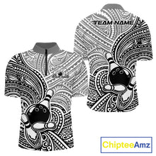 Load image into Gallery viewer, Custom Black And White Traditional Samoan Tribal Polynesian Pattern Bowling Men Shirt IPHW10323