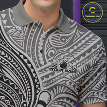 Load image into Gallery viewer, Custom Black And Gray Traditional Samoan Tribal Polynesian Pattern Bowling Men Shirt IPHW10324
