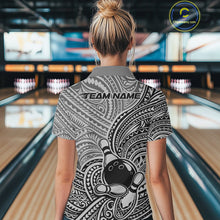 Load image into Gallery viewer, Custom Black And Gray Traditional Samoan Tribal Polynesian Pattern Bowling Women Shirt IPHW10324