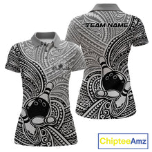 Load image into Gallery viewer, Custom Black And Gray Traditional Samoan Tribal Polynesian Pattern Bowling Women Shirt IPHW10324