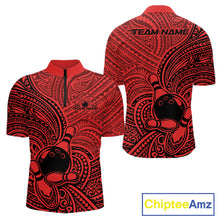 Load image into Gallery viewer, Custom Black And Red Traditional Samoan Tribal Polynesian Pattern Bowling Men Shirt IPHW10325
