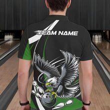 Load image into Gallery viewer, Custom Black And Green Eagle Bowling Men Polo Shirts, Eagle Bowling Team Jerseys IPHW8735