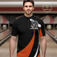 Load image into Gallery viewer, Custom Black And Orange Eagle Bowling Jerseys, Eagle Bowling League Shirt Team Uniform IPHW10814