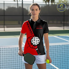 Load image into Gallery viewer, Black And Red Custom Pickleball Team Shirts For Women, Pickleball Jersey Outfit IPHW10821