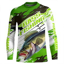 Load image into Gallery viewer, Custom Largemouth Bass Fishing Jerseys, Bass Long Sleeve Tournament Fishing Shirts | Green Camo IPHW6224