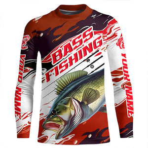 Custom Largemouth Bass Fishing Jerseys, Bass Long Sleeve Tournament Fishing Shirts | Red Camo IPHW6225