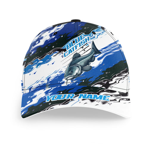 Custom Camo Blue Catfish Fishing Hat For Fisherman, Angler Hat Fishing Gifts IPHW6227