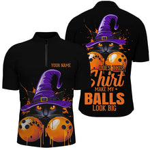 Load image into Gallery viewer, Halloween Black Cat Custom Funny Bowling Shirts For Men &quot;This Shirt Make My Balls Look Big&quot; IPHW7605