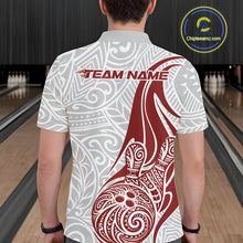 Load image into Gallery viewer, Custom Red Polynesian Tribal Bowling Men Polo Shirt, Maori Style Bowling Shirt IPHW10337