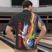 Load image into Gallery viewer, Custom Rainbow Flame Bowling Team Quarter-Zip Shirts For Men, Colorful Bowling League Shirt IPHW8747