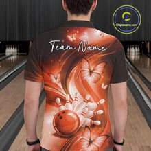 Load image into Gallery viewer, Custom Orange Butterfly Bowling Men Polo Shirts, Team Tournament Bowlers Outfit IPHW11115