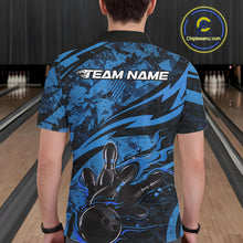 Load image into Gallery viewer, Custom Blue Camo Flame Bowling Men Polo Shirts, Camouflage Bowling Team Jerseys IPHW10345