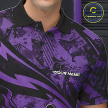 Load image into Gallery viewer, Custom Purple Camo Flame Bowling Men Polo Shirts, Camouflage Bowling Team Jerseys IPHW10346