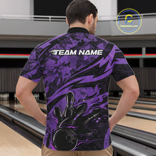 Load image into Gallery viewer, Custom Purple Camo Flame Bowling Men Quarter-Zip Shirts, Camouflage Bowling Team Jerseys IPHW10346
