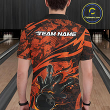 Load image into Gallery viewer, Custom Orange Camo Flame Bowling Men Polo Shirts, Camouflage Bowling Team Jerseys IPHW10347