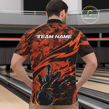 Load image into Gallery viewer, Custom Orange Camo Flame Bowling Men Quarter-Zip Shirts, Camouflage Bowling Team Jerseys IPHW10347