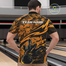Load image into Gallery viewer, Custom Yellow Camo Flame Bowling Men Quarter-Zip Shirts, Camouflage Bowling Team Jerseys IPHW10348