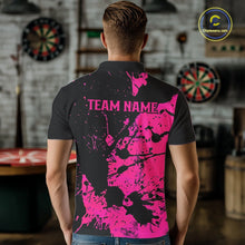 Load image into Gallery viewer, Custom Name Black And Pink Splatter Darts Shirts For Men, Dart Team League Shirts IPHW10622