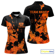 Load image into Gallery viewer, Custom Name Black And Orange Splatter Darts Shirts For Women, Dart Team League Shirts IPHW10624