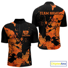 Load image into Gallery viewer, Custom Name Black And Orange Splatter Darts Shirts For Men, Dart Team League Shirts IPHW10624