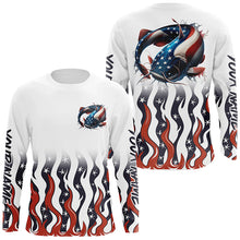 Load image into Gallery viewer, Personalized American Flag Catfish Long Sleeve Fishing Shirts, Patriotic Catfish Fishing Gifts IPHW5952