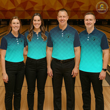 Load image into Gallery viewer, Bowling Heartbeat Pulse Line Blue Argyle Custom Bowling Team Shirts For Women IPHW6253