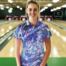 Load image into Gallery viewer, Custom Hologram Fire Flame Bowling Jerseys, Women Polo Bowling Tournament Outfits IPHW11125