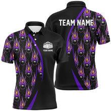 Load image into Gallery viewer, Purple Flame Bowling Ball Pattern Custom Bowling Shirts For Men, Fire Bowling League Outfits IPHW6733