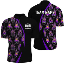 Load image into Gallery viewer, Purple Flame Bowling Ball Pattern Custom Bowling Shirts For Men, Fire Bowling League Outfits IPHW6733