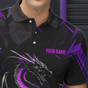 Custom Black And Purple Dragon Bowling Shirts For Men, Dragon Bowling Team Shirts Uniform IPHW7314