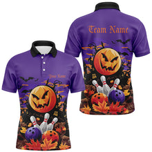 Load image into Gallery viewer, Custom Purple Halloween Bowling Shirts For Men, Halloween Team Outfit Bowling Gifts IPHW7628