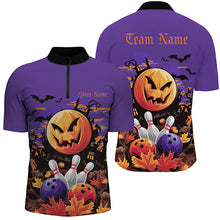 Load image into Gallery viewer, Custom Purple Halloween Bowling Shirts For Men, Halloween Team Outfit Bowling Gifts IPHW7628