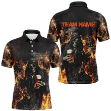 Load image into Gallery viewer, Bowling And Beer Custom Skull Bowling Shirts For Men, Gothic Halloween Style Outfits IPHW7632