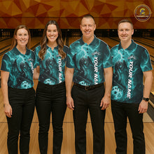 Load image into Gallery viewer, Custom Turquoise Blue Thunder Lightning Bowling Team Men Polo Shirt, Bowling Jerseys IPHW10196