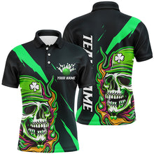Load image into Gallery viewer, Custom St Patrick&#39;S Day Skull Unisex Bowling Polo /Quarter-Zip Shirts, Green Bowling Team Shirt IPHW5981