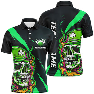 Custom St Patrick'S Day Skull Unisex Bowling Polo /Quarter-Zip Shirts, Green Bowling Team Shirt IPHW5981