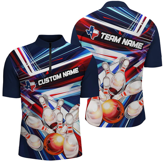 Custom Texas Flag Bowling Team Shirts For Men And Women, Unisex Texas Bowling Jerseys IPHW6259