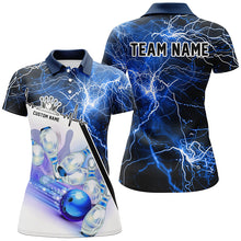 Load image into Gallery viewer, Strike Bowling On The Lane Custom Blue Thunder Lightning Ladies Bowling Team Shirts IPHW6264