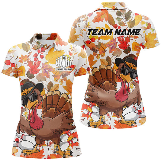 Custom Funny Turkey Bowling Shirts For Women, Thanksgiving Bowling Team Shirt Bowler Outfit IPHW7637