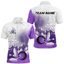 Load image into Gallery viewer, White And Purple Diagonal Stripes Custom Bowling Shirts For Men, Bowling Team Uniform IPHW7641