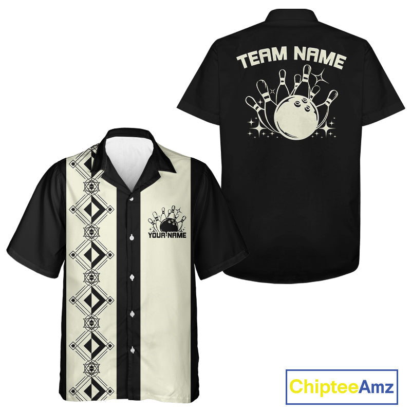 Custom Retro Bowling Button Up Shirt , Classic Vintage Bowling Team Hawaiian Shirt IPHW10072