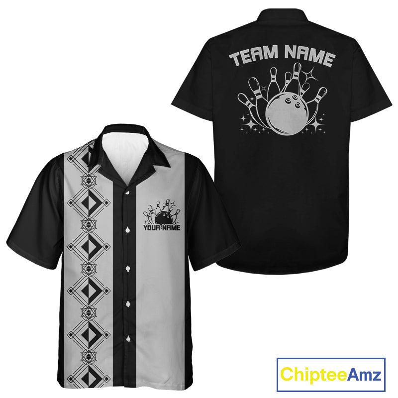 Custom Retro Bowling Button Up Shirt , Classic Vintage Bowling Team Hawaiian Shirt IPHW10072
