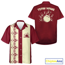 Load image into Gallery viewer, Custom Retro Bowling Button Up Shirt , Classic Vintage Bowling Team Hawaiian Shirt IPHW10072