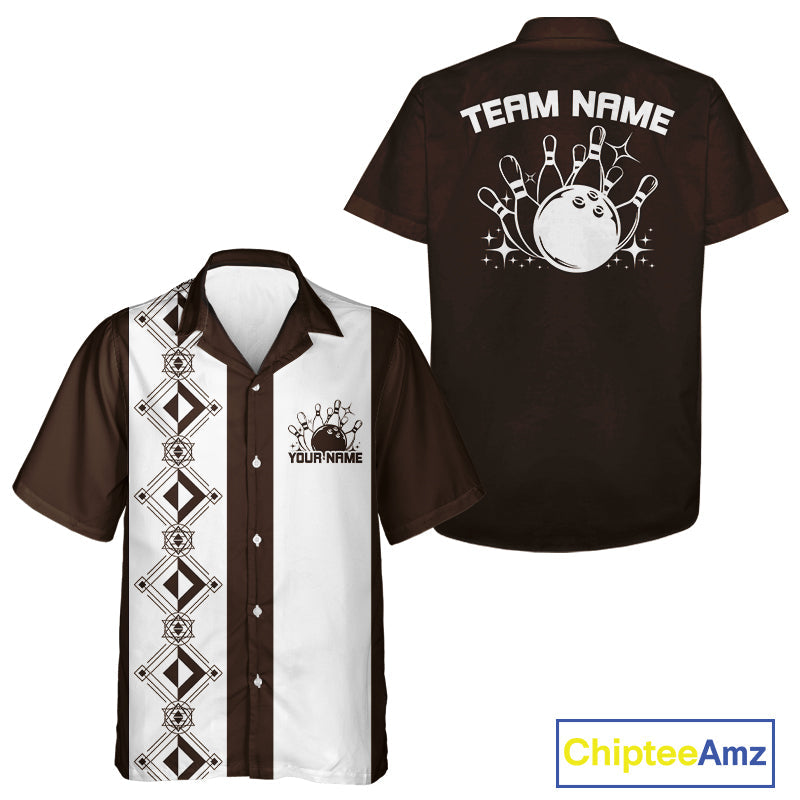 Custom Retro Bowling Button Up Shirt , Classic Vintage Bowling Team Hawaiian Shirt IPHW10072