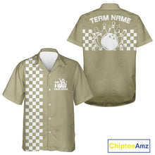 Load image into Gallery viewer, Custom Vintage Checkboard Bowling Hawaiian Shirt, Retro Bowling Button Up Shirt IPHW10076