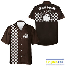 Load image into Gallery viewer, Custom Vintage Checkboard Bowling Hawaiian Shirt, Retro Bowling Button Up Shirt IPHW10076